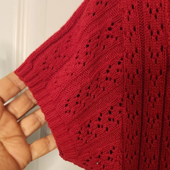 VTG MODA INT'L Red Knit Short Sleeve Scalloped Neckline Midi Dress Size S - Picture 6 of 15